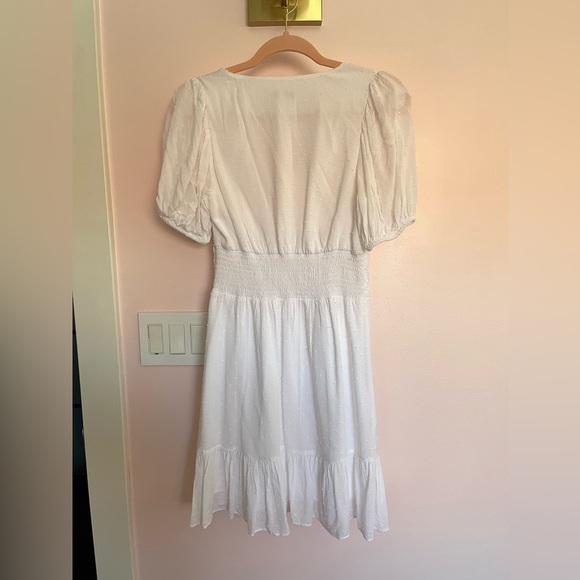 Express Clip Dot Ruffle (Faux) Wrap Dress | White/XS - Picture 4 of 16